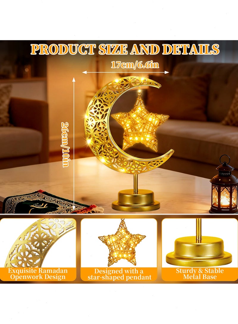 LED Star Moon Ambience Table Lamps, Islamic Ramadan Decorations Lights, Battery Powered Ramadan Lights - Charming Eid Decorations for Bedroom, Living Room & Various Occasions - Image 2